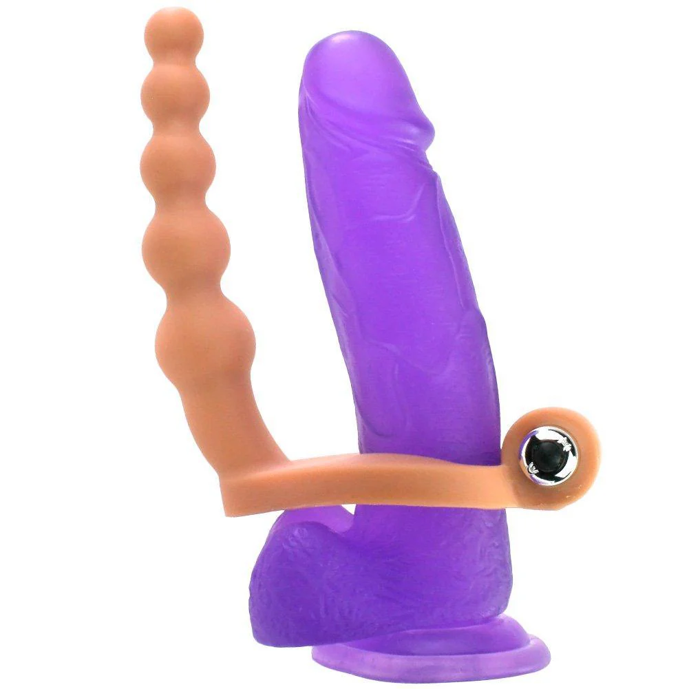 Vibrating Cock Ring - Features Beaded Probe for Dual Stimulation! - Image 3