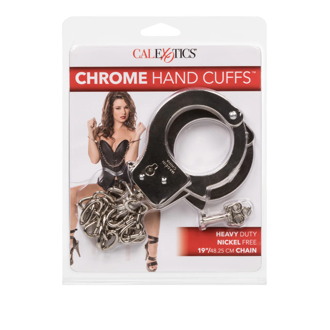 Chrome Hand Cuffs with Chain - Image 2