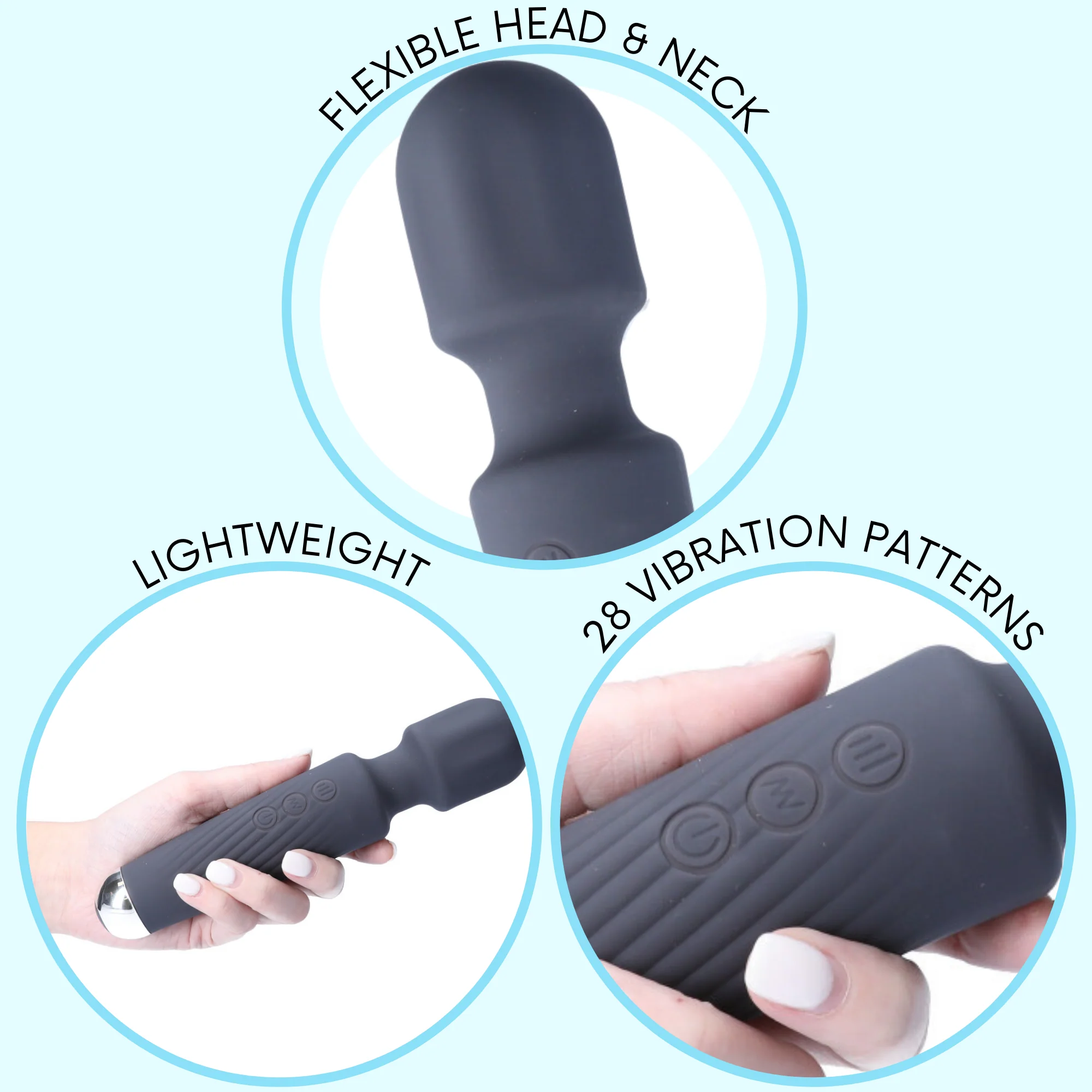Jolie High-Power Silicone Wand Vibrator in Grey (Intense Vibrations!) - Image 3