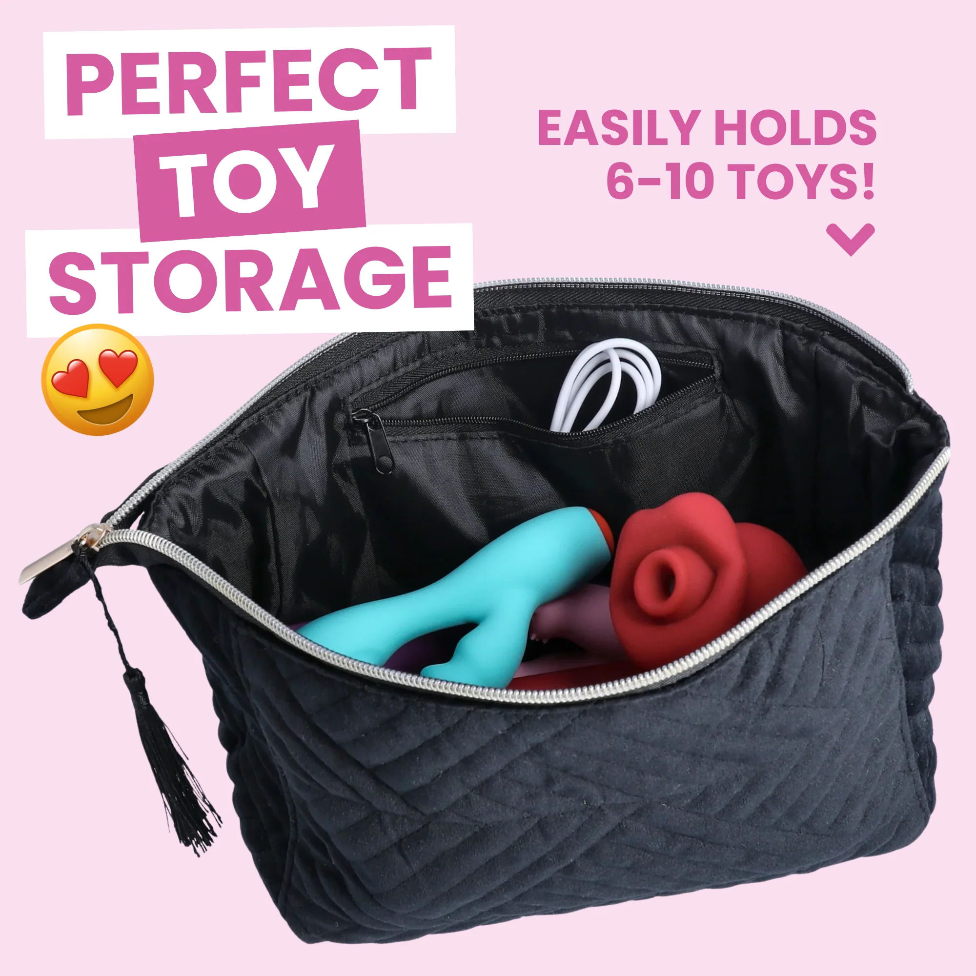 Classy Quilted Fabric Storage Bag for Your Sex Toys and Lubes
