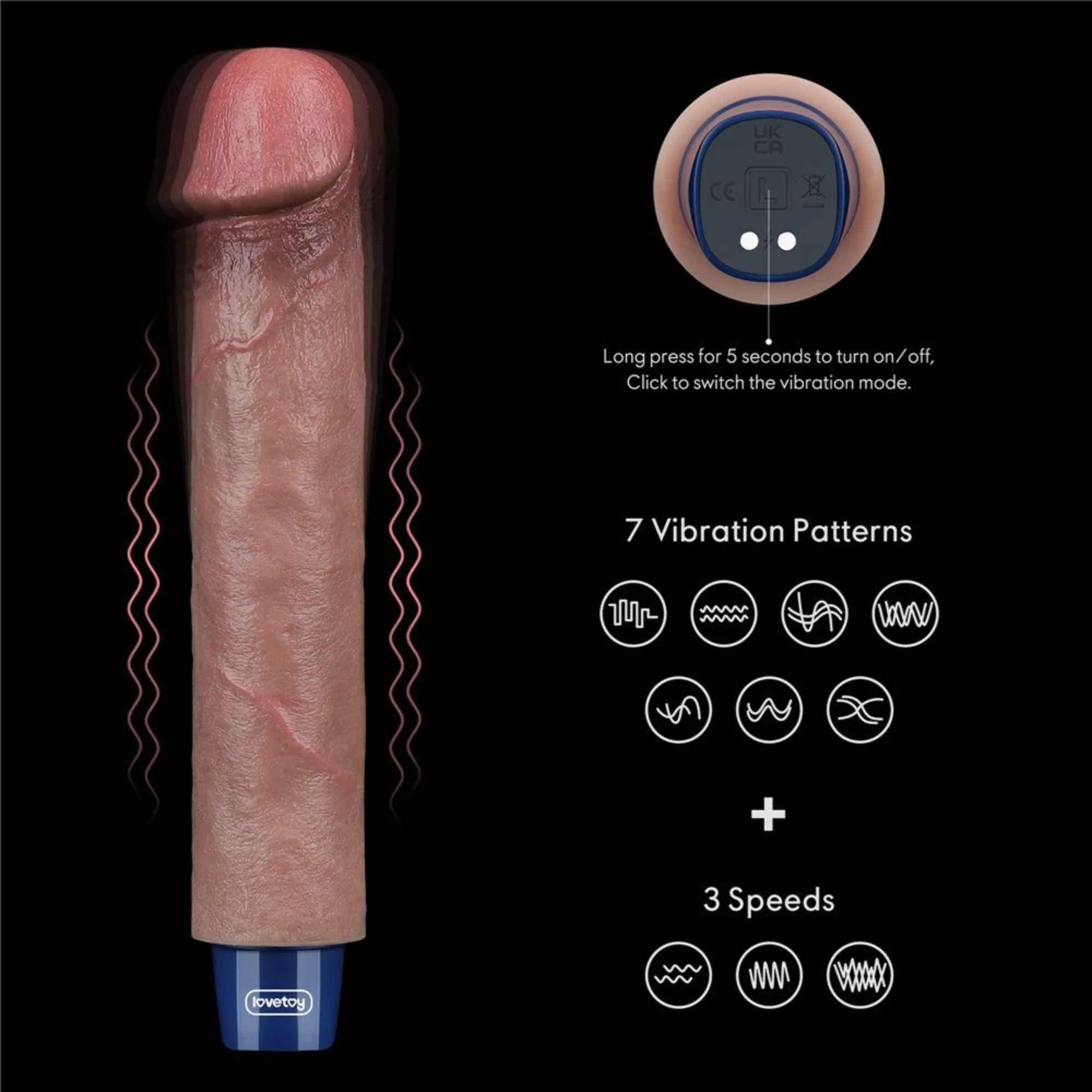 9" Real-Feel Dildo Vibrator - 100% Waterproof for Wet & Wild Play! - Image 3