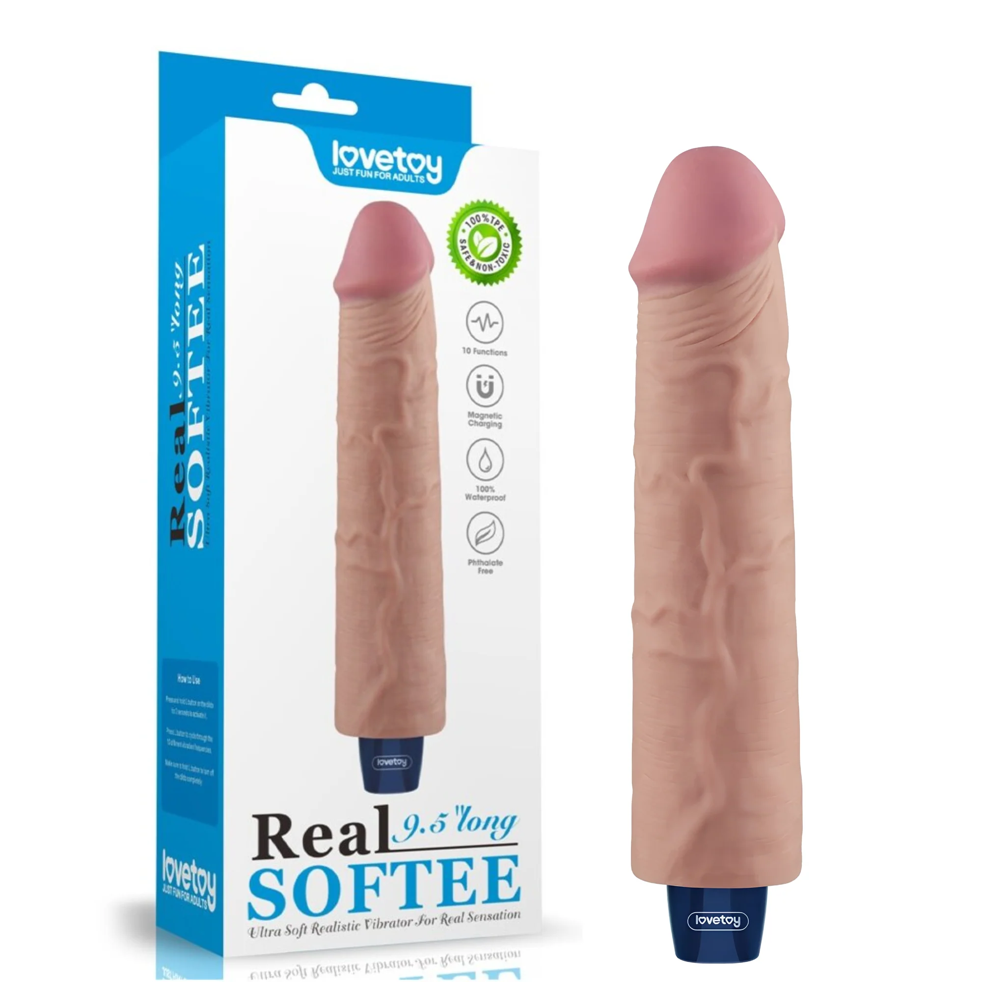 9.5" Realistic Waterproof Dildo Vibe - Feel This Girthy Shaft Fill You With Intense Vibrations!