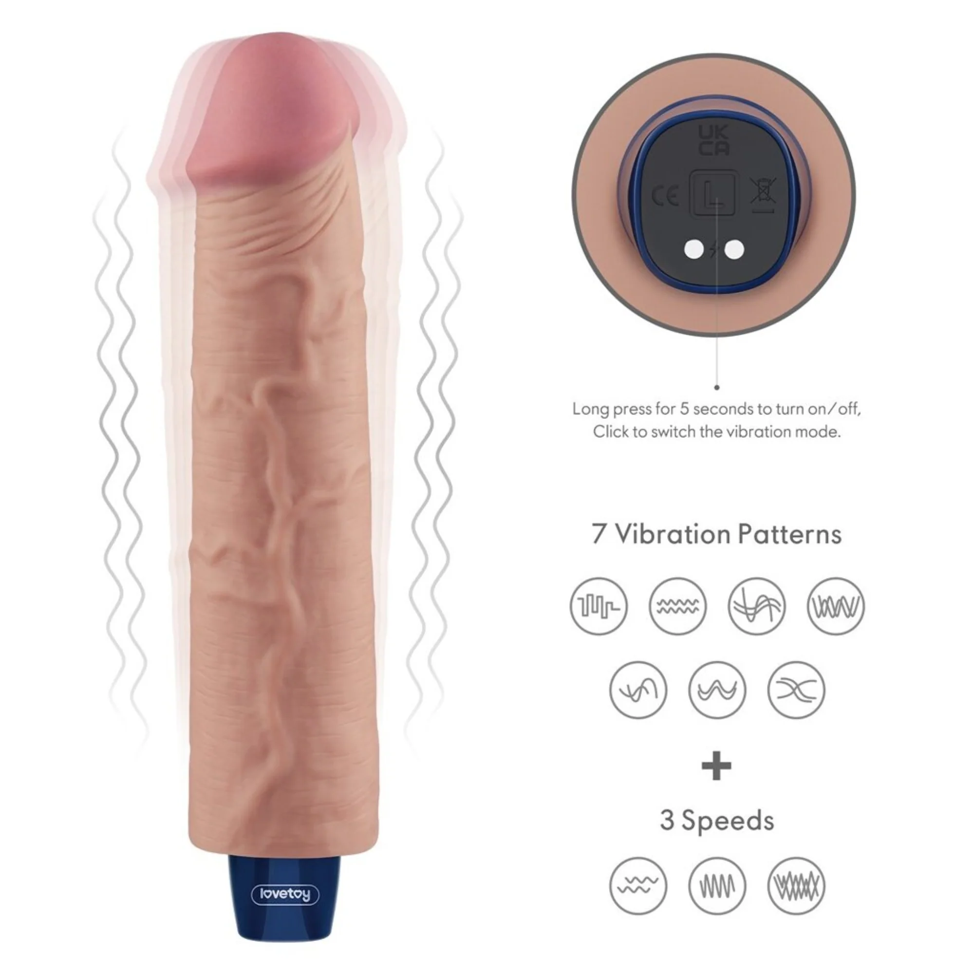 9.5" Realistic Waterproof Dildo Vibe - Feel This Girthy Shaft Fill You With Intense Vibrations! - Image 2