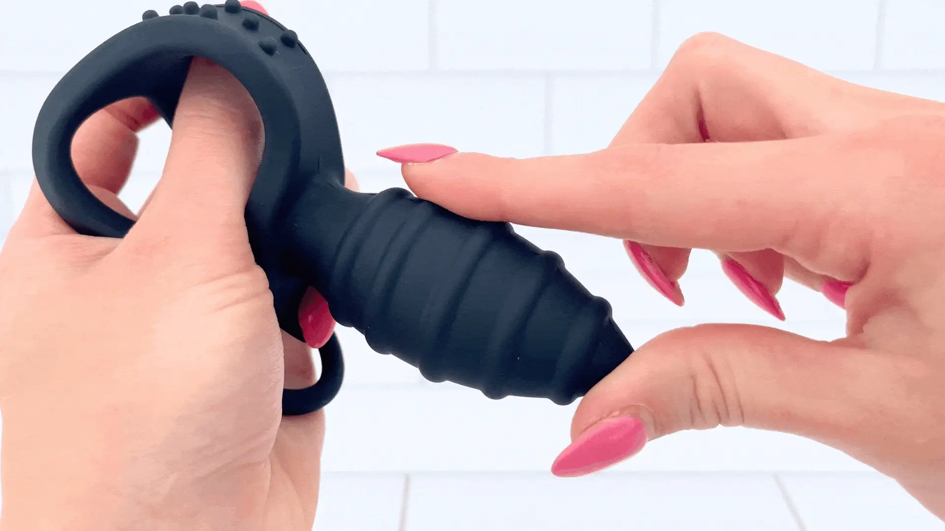 Rippled Vibrating Anal Plug with Cock Ring - Image 2